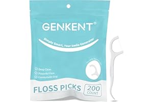 GENKENT Floss Picks, 200 Count Dental Floss Sticks, Tooth Picks Flossers, Teeth Cleaning Tools with Toothpicks