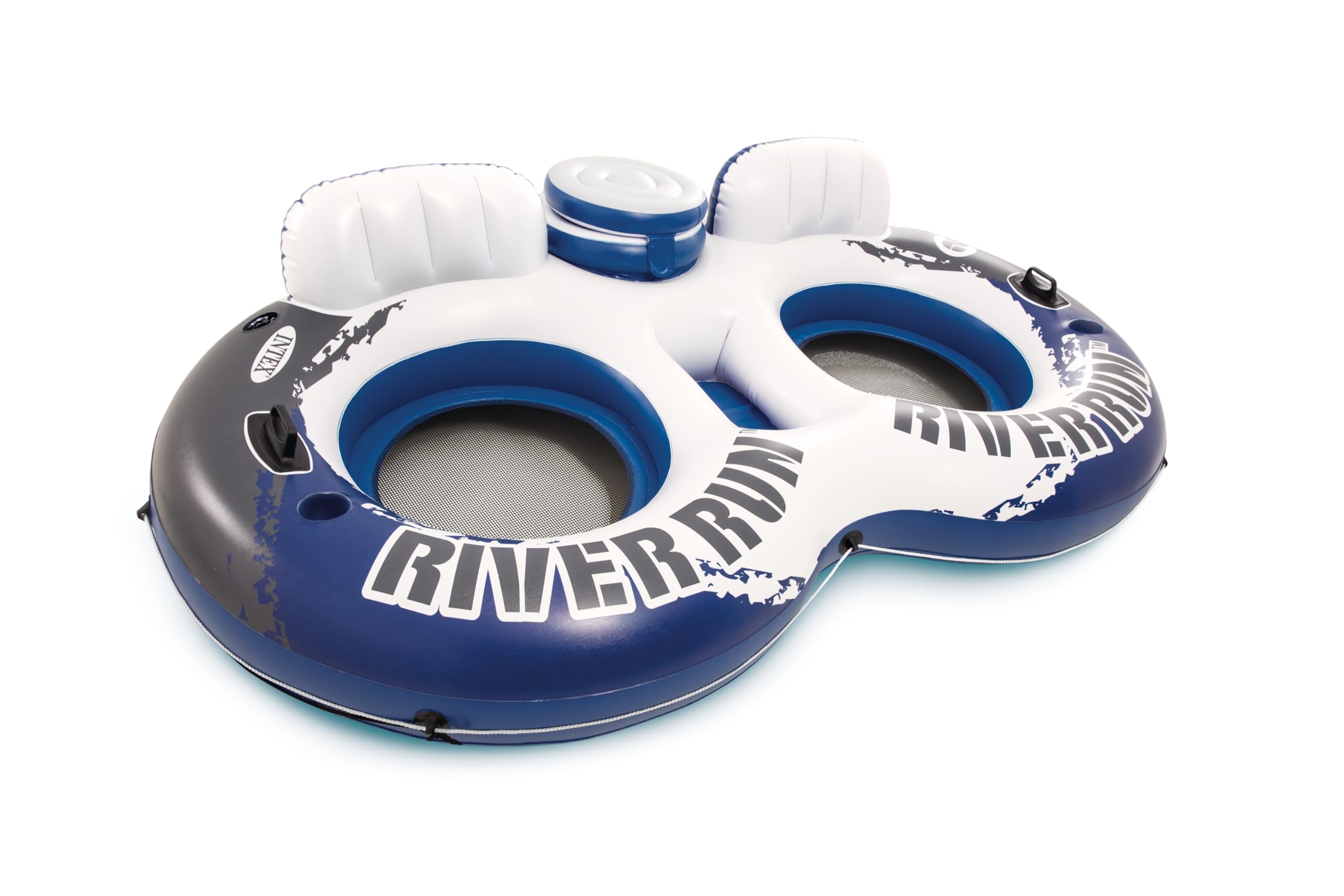 Photo 1 of INTEX 58837EP River Run 2 Inflatable Floating Lounge: Comfortable Backrests – Built-in Cup Holders – Cooler with Lid – 2 Person – 440lb Weight Capacity