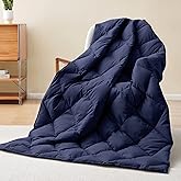 puredown® Down Throw Blankets for Couch, Lightweight Down Throw for Indoor and Outdoor, Soft Throw Blanket for Travel and Home Navy (50" x 70")
