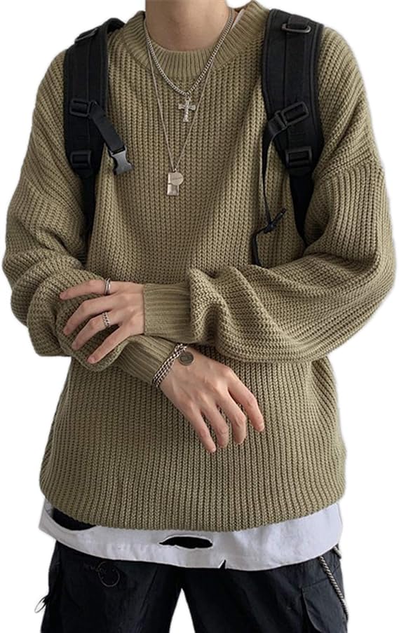 Amazon ニット セーター メンズ 厚手 丸首 長袖 無地 冬服 畦編み おしゃれ 防寒 セーター 通販