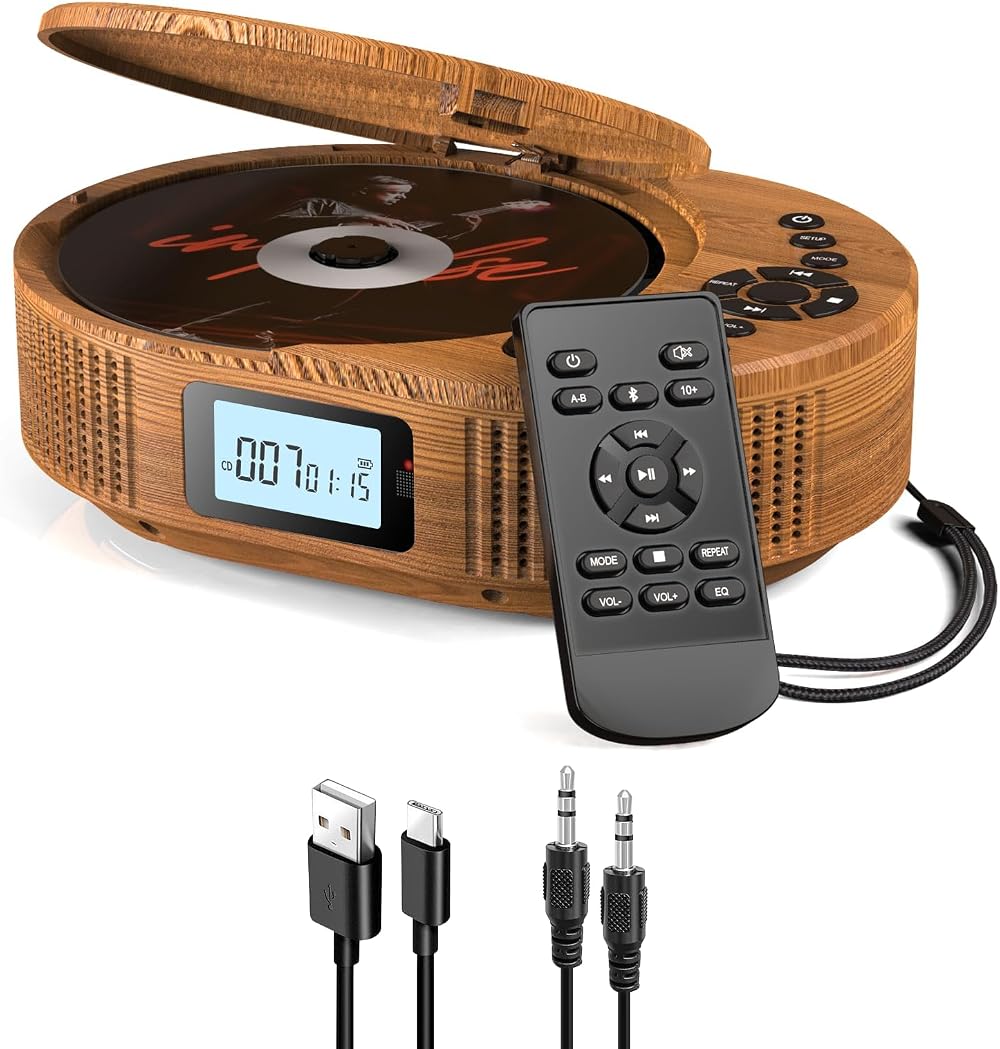 Arafuna Portable CD Player Bluetooth 5.0 Rechargeable Speaker FM Radio AUX