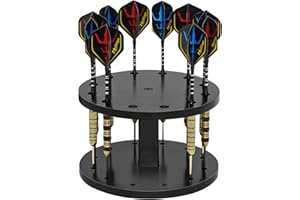 Naissgo Wooden Dart Holder Stand for Desk or Shelf – Holds 12 Fully Assembled Steel or Soft Tip Darts – Compact Tabletop Display Rack for Dart Storage and Organization