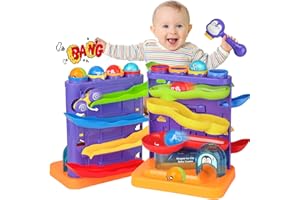 Popsunny Toddler Toys for 1 2 3 Year Old Boys Girls, 2 in 1 Pound Balls Toy & Car Ramp Race Track, Early Development Educational Learning Toys Gifts for Baby 12-36 Months