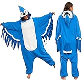 HOMWERRONT Blue Big Bird Costume Adult Bird Onesie Pajamas Halloween Costumes Outfit Cosplay Sleepwear for Women Men XL