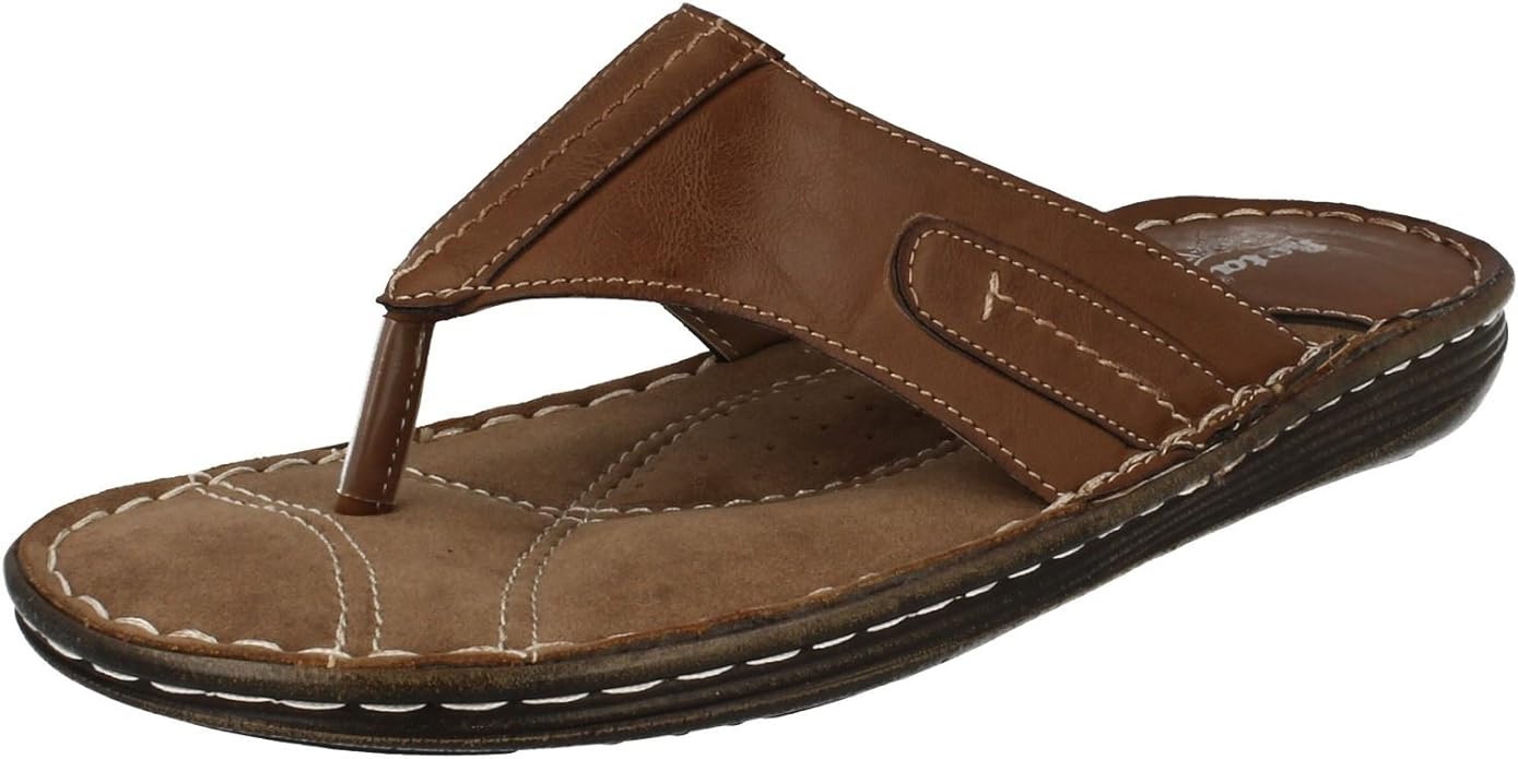 Mens Bata Comfit Toe Post Sandals 861 4601 Brown Size 6/40 Amazon.co