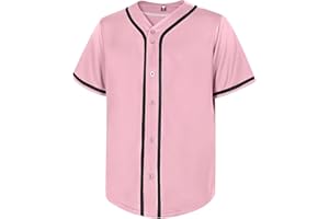 babyhealthy Mens Blank Baseball Jersey Button Down Shirts Plain Hip Hop Hipster Tshirts Softball Sports Active Tee