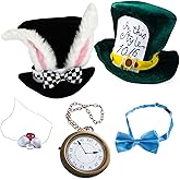 Tigerdoe White Rabbit Costume - 5 Pc Set Including Rabbit & Bunny Costumes, Playing Cards 4 Pc Set