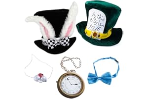 Tigerdoe White Rabbit Costume - Rabbit Costume - Bunny Costume 5 Pc Costume- Playing Cards 4 Pc Costume