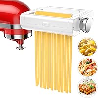 Pasta Maker Attachment for KitchenAid Stand Mixers, 3 in 1 Set Pasta Attachments includes Pasta Roller, Spaghetti…