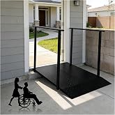 1000LBS Heavy Duty Iron Wheelchair Ramp with Handrails, 45" Metal | for 5-7" Rise Home Steps, Stairs &amp; Porch, Non-Slip Ultra-Stable Access for Seniors &amp; Disabled, Black Mobility Aid, Tool-Free