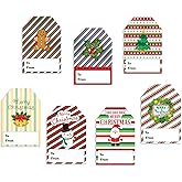 120pcs Gift Tags for Christmas, Christmas Thank You Stickers Self-Adhesive Tags Xmas Name Presents Labels for Festive Gifting Decorations (Style 1)