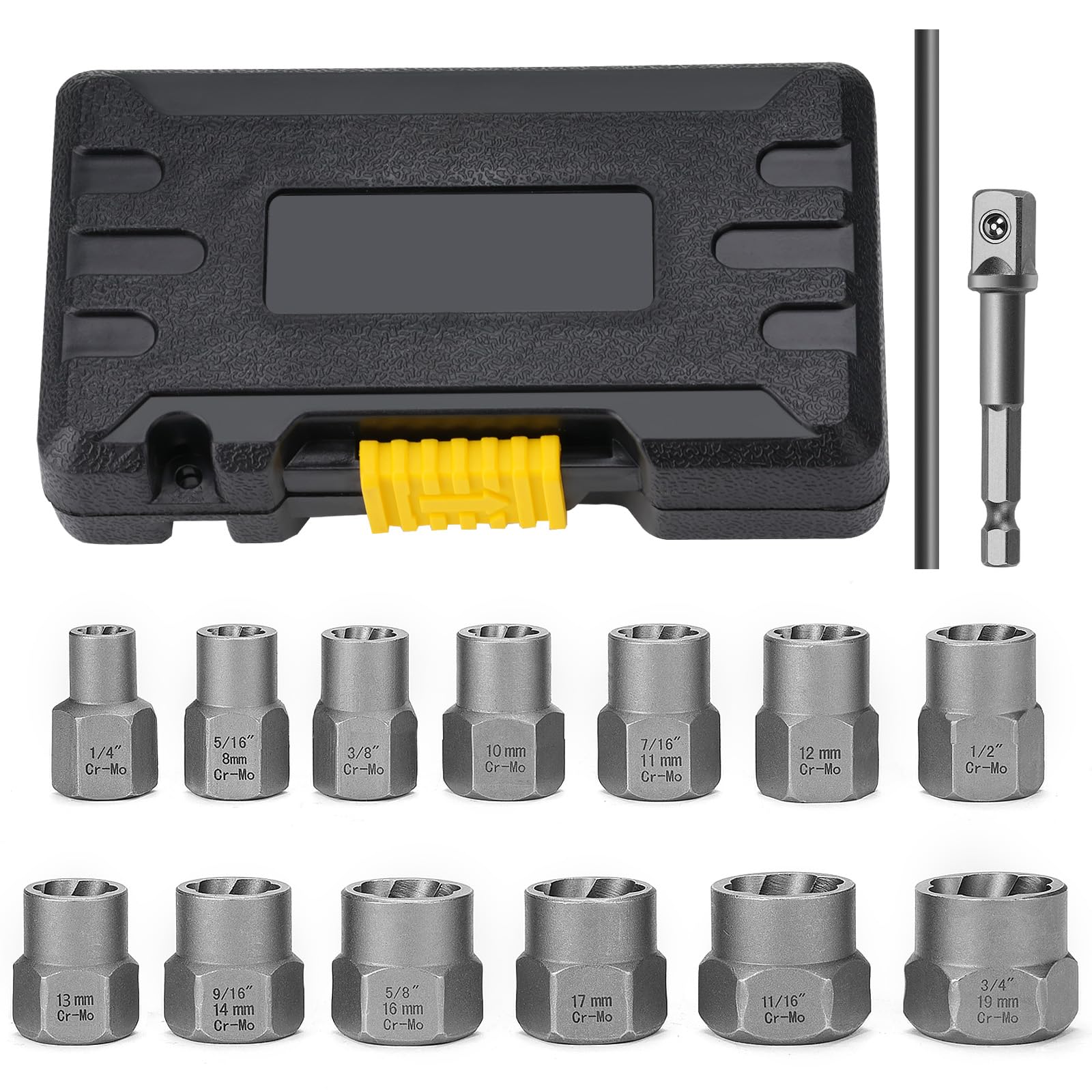 15Pcs Nut & Bolt Grip Extractor Socket Set Impact Bolt Nut Remover, Nut Removal Tool, Bolt Extractor Tool