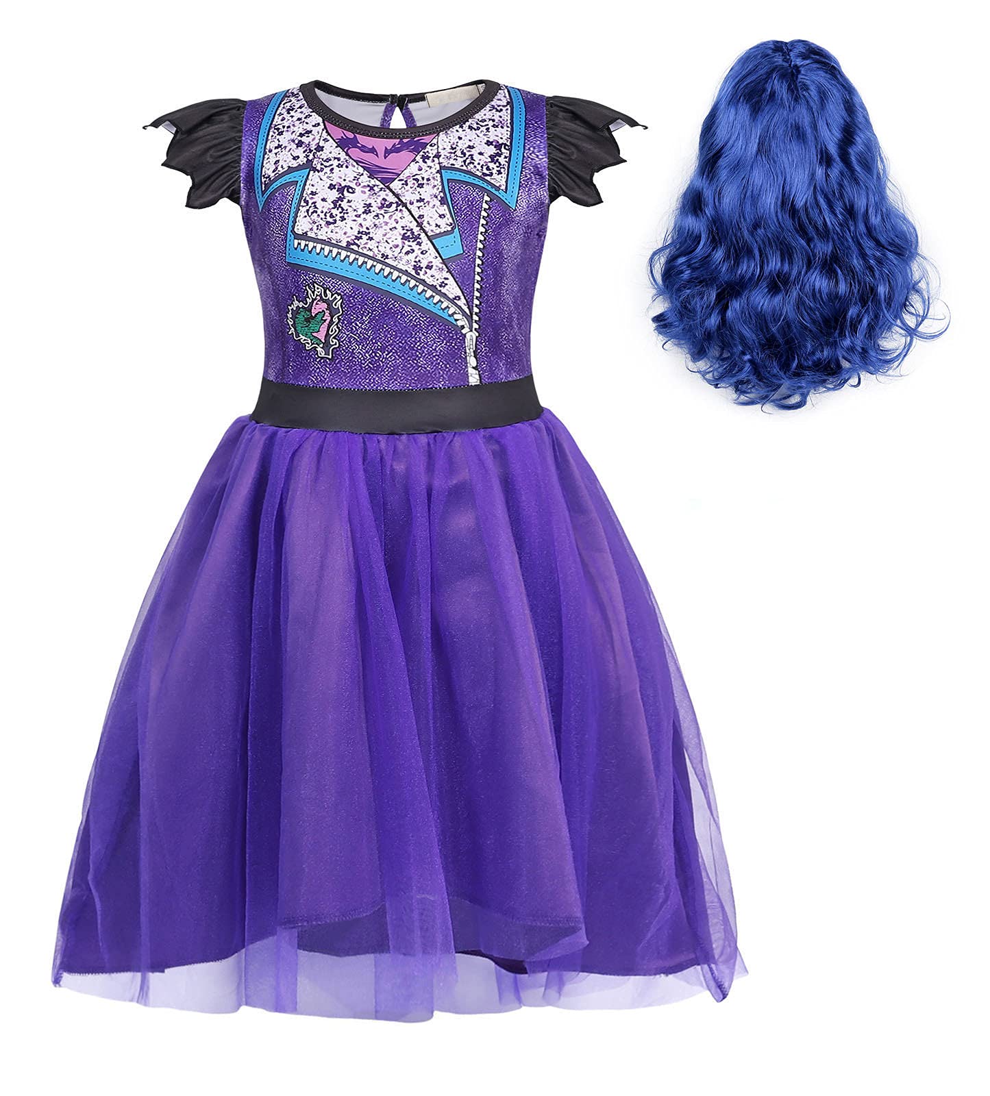 Descendants Costume Princess Dress Up Outfits Halloween Party Cosplay Dress with Wig
