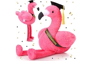 Chalyna 10 Inch Graduation Flamingo Stuffed Animal Plush Flamingo Dress up with Diploma Tassel Graduation Hat Congratulatory Graduation Preschool Kindergarten Gift for Friend, Relatives, Kids
