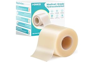 HONKID Hydrocolloid Roll for Wound Care, 2in x 16ft Extra Large Hydrocolloid Bandages, Self-Adhesive, Cut-to-Size, Ultra Absorbent, Flexible & Waterproof, Sterile Foil Pouch, First Aid Kit Essential