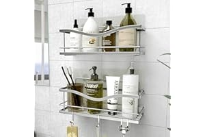 KINCMAX Premium Shower Caddy, Self Adhesive Wall Shower Organizer, 2-Pack No Drill Bathroom Shower Shelves for Inside Shower,