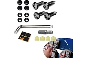 GKmow 4 Set Anti Theft Licence Plate Screws, SS Rustproof Bolts Fasteners, Universal Torx Head Security Tamper Resistant Tapping License Plate Bolt (Black #01)