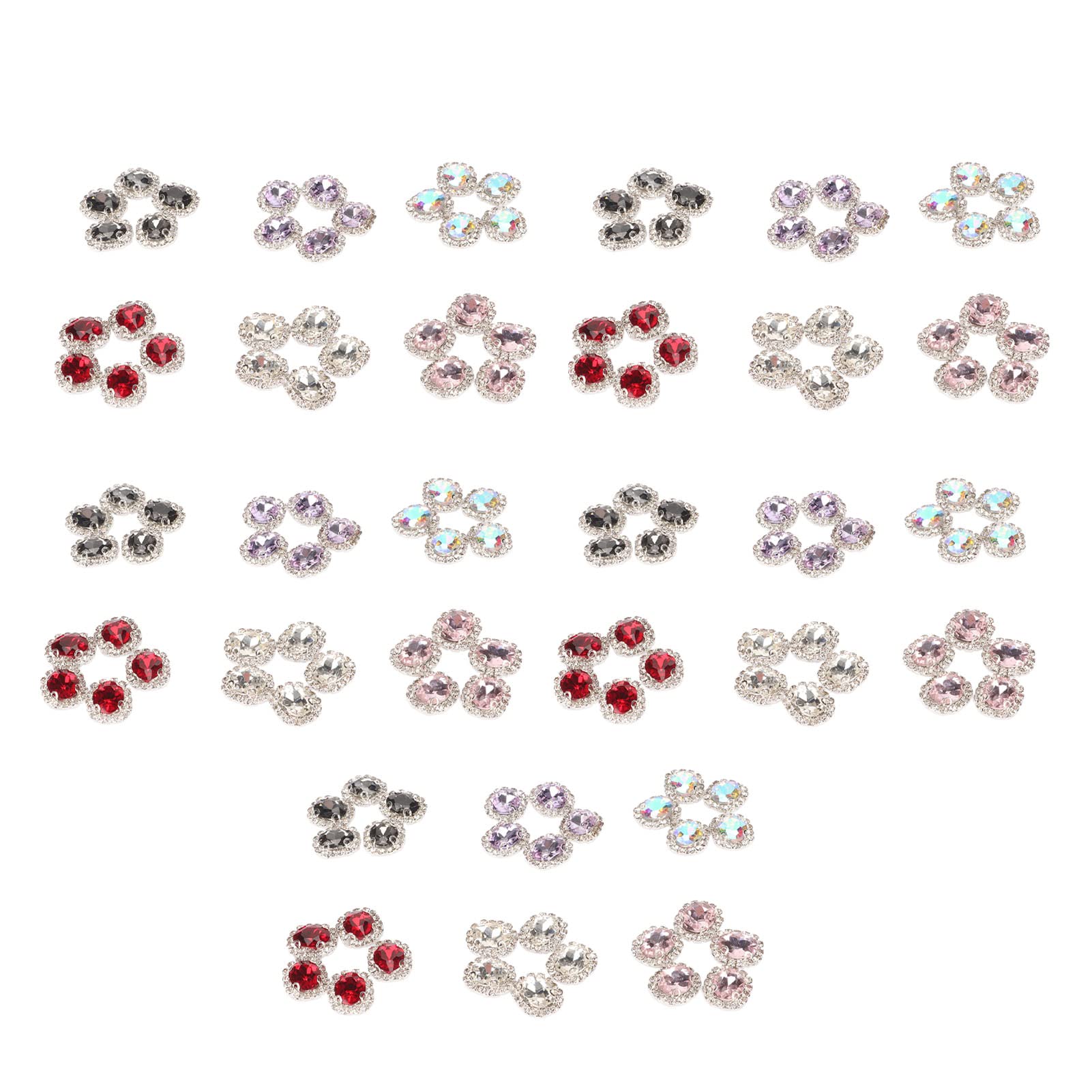 30Pcs Sew On Glass Rhinestones Crystal AB Fancy Stone Sewing Claw Gemstones for DIY Crafts Jewelry Clothes Decoration Clothing Accessories