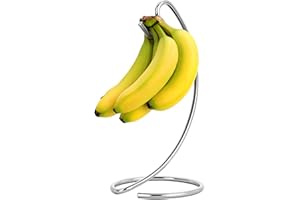 Homeries Banana Holder Modern Rack Hanger Tree Stand Hook for Kitchen Countertop. Satin Nickel Banana Holder Keeper Stand (Sa