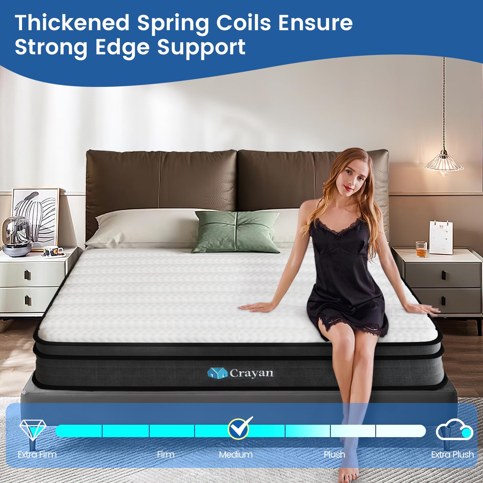 Queen Mattress, 10 Inch Memory Foam Mattress Queen Size, Hybrid Mattress in a Box with Individual Pocket Spring for Motion Isolation & Silent Sleep, Pressure Relief, CertiPUR-US