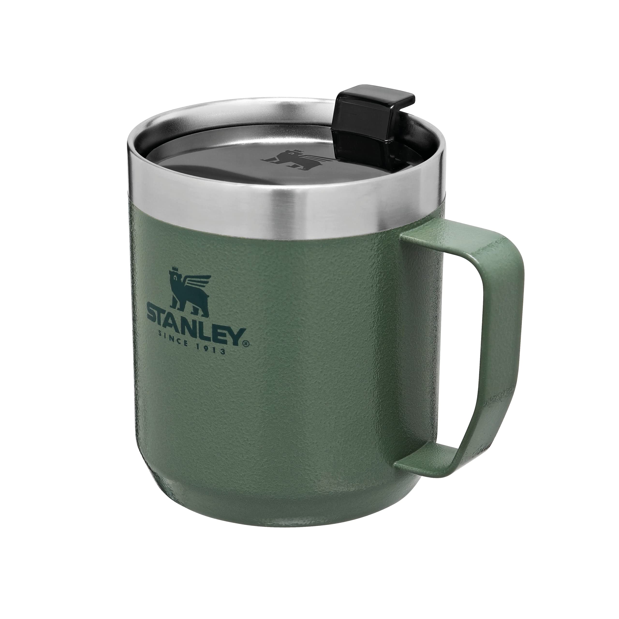 STANLEY Classic Legendary Camp Travel Mug 0.35L - Keeps 1.5 Hours Hot - 3 Hours Cold - Dishwasher Safe - Stainless Steel Coffee Cup - BPA-Free - Hammertone Green