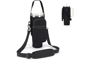 GOEWY Water Bottle Carrier Bag for Stanley 40/30 oz Tumbler with Phone Pocket Neoprene Water Bottle Holder with Shoulder & Handheld Strap Stanley Cup Accessories