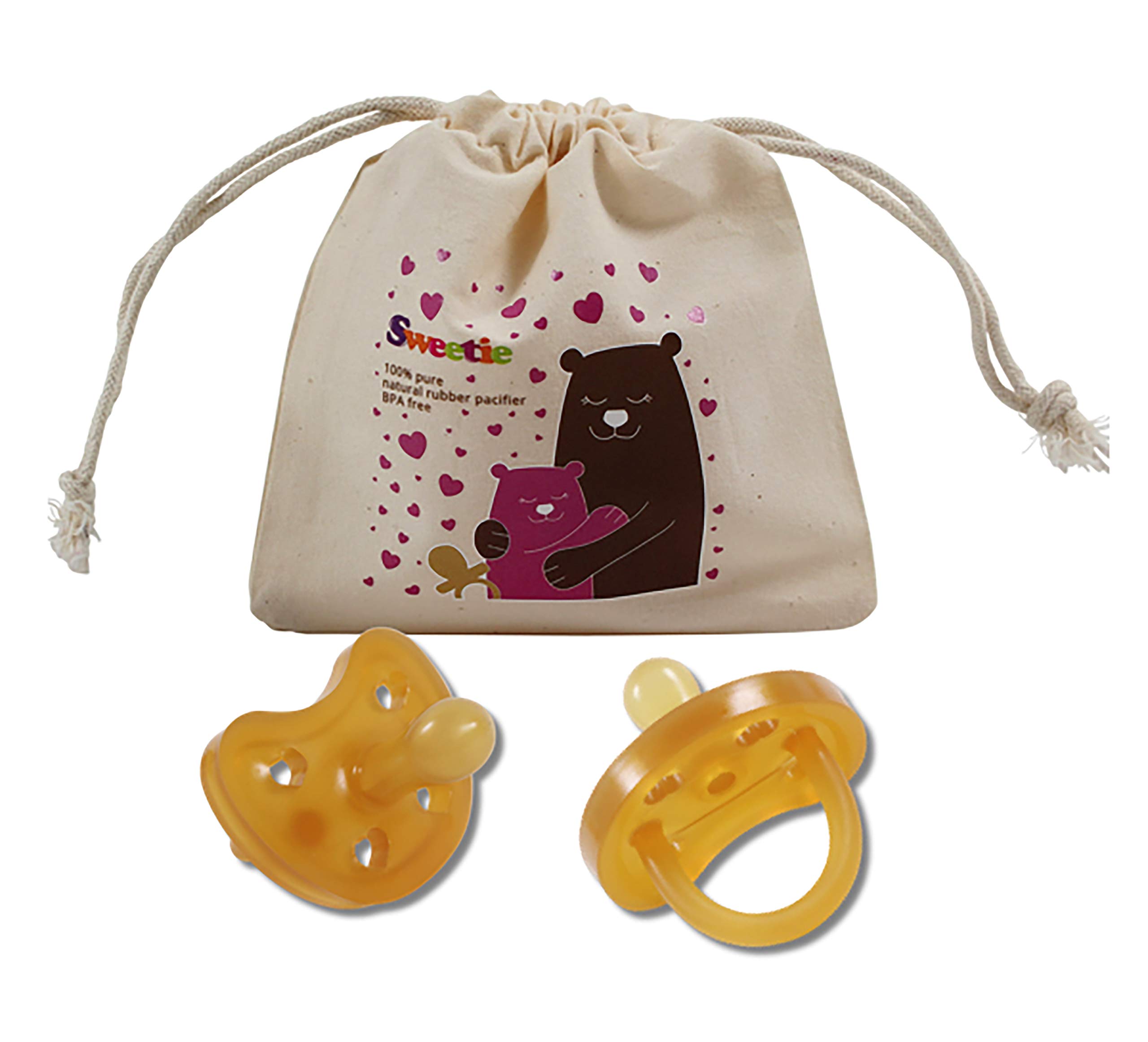Sweetie Rubber Pacifier Heart Shape Rubber Natural Rubber with Symmetrical Nipple 1 Count (0+6 Small)