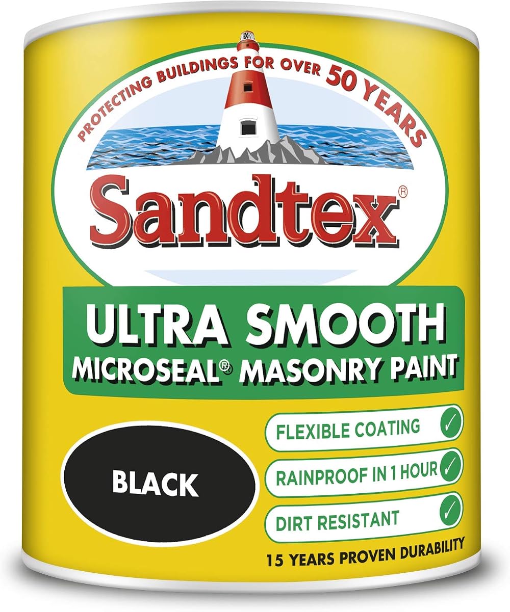 Sandtex Microseal Smooth Masonry 1L Black Sandtex Brand