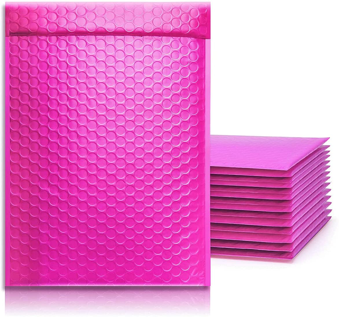 Yomuse 25pcs Padded Envelopes, 180mm x 260mm (7.1x10.2 Inch) Poly Bubble Mailers Self Seal, Waterproof Postal Bags for Mailing/Packaging (Rose)