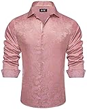 Hi-Tie Rose Gold Paisley Men Dress Shirt Long