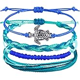 SCRDPRAD Bohemian Handmade Waterproof Colorful String Ocean Surfer Beaded Sunflower Turtle Adjustable Braided Rope Summer Beach Friendship Boho Bracelets Jewelry for Women
