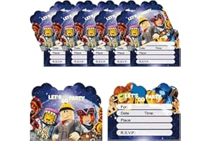 20pcs Sandbox Video Game Birthday Party Invitation Cards, Roo-blox Birthday party Supplies, Video Game Invitation Cards for k