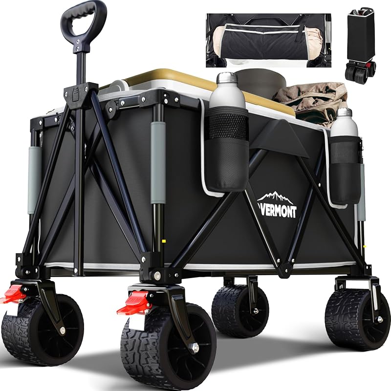 Overmont Heavy Duty Folding Trolley 150kg with Detachable All-Terrain Wheels