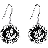 Scottish Thistle/Daffodil/Lily/Pressed Flower Earrings Sterling Silver Flower Dangle Earrings Jewelry Gifts for Women