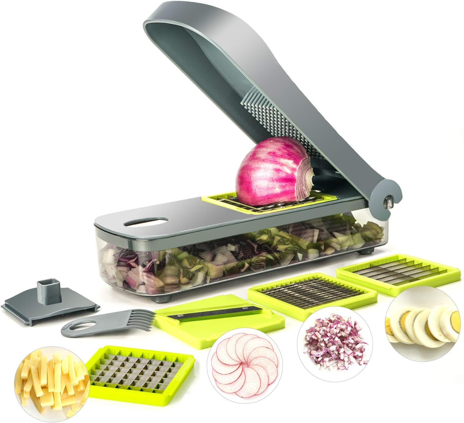 kalokelvin 4 in 1 Vegetable Food Onion Chopper Mandoline Slicer Large Containe -4 Cup