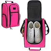 Goloni Golf Shoe Bag for Men & Women, Padded Travel Shoe Bag with Side Accessory Pockets,Sport Shoe Carrier for Golf Shoes,Socks,Tees & Balls,Durable & Lightweight Design (Pink)