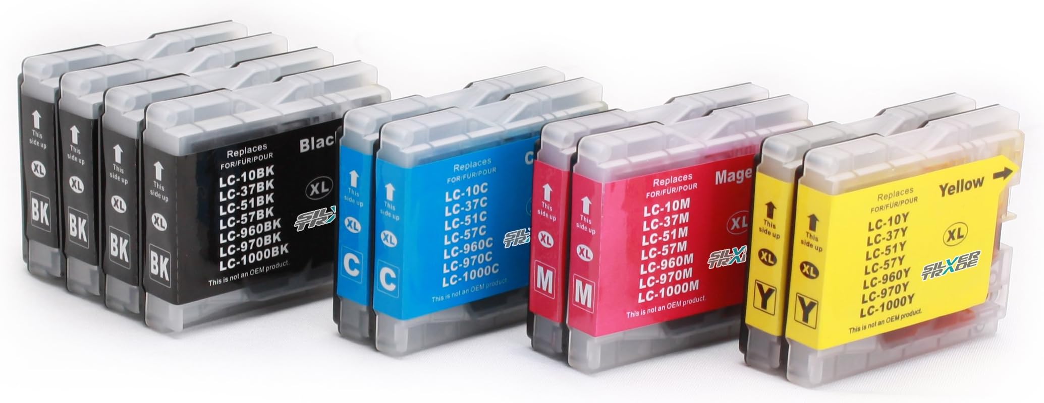 Toner Cartridges Compatible with Brother LC1000 LC970 (1x BK & 1x Each for C/M/Y) for Brother DCP - 130C 135C 150C 155C 330C 350C 540CN 560CN 750CW 770CW MFC - 230C 235C 240CN 260C 440CN 465CN 660CN 665CW 680CN 685CW 345CW 885CW 3360 5460CN 5860CN - (02) - 10-Pack with All Colours