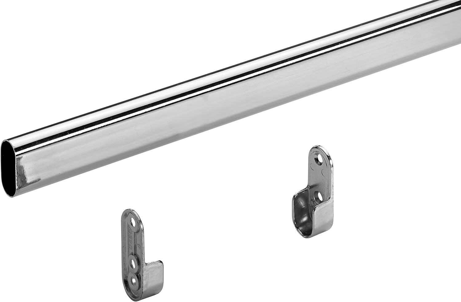 Hettich 9219989 Wardrobe Pipe Set 15/30 x 1200 mm (Clothes Rail) Chrome-Plated