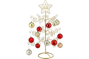 Otoolling 2 FT Jesus Iron Christmas Tree Ornament Display Stand with Hanger Hook Metal Ornament Display Tree Stand Hanger for Jesus Christmas Balls Bauble Decorations Gift Craft Tabletop (Gold)