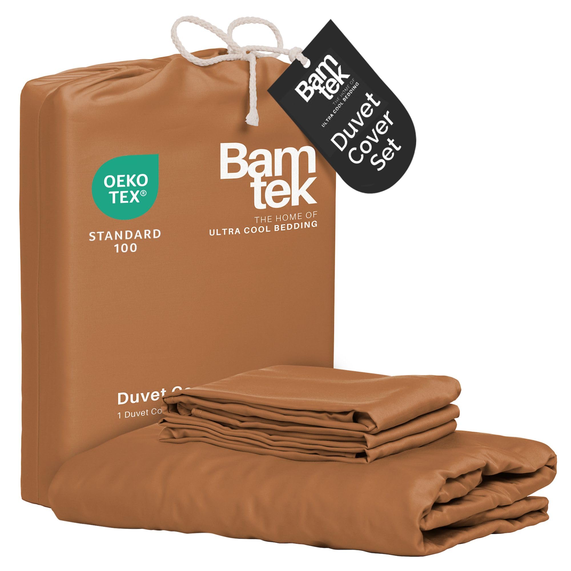 Photo 1 of Bamtek - Duvet Cover Set - 100% Viscose Derived from Bamboo Duvet Cover King Size, 3 PC Luxury Cooling Duvet Cover for Hot Sleepers, Silky Buttery Soft Comforter Cover & 2 PC King Pillowcases, Almond