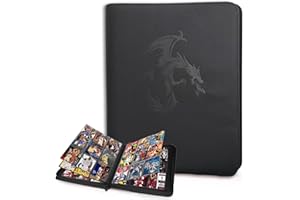 DCY BLUE Trading Card Binder 9 Pockets, Card Collection Binder with Zipper,Card Favorites Album for Football Cards, Baseball Cards, Mtg Card Games, Dutch Blitzkrieg Card Games (BLACK)