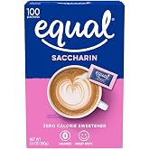 EQUAL Pink Zero Calorie Sweetener, Saccharin Sugar Substitute, Zero Calorie Sweetener Packets, Sugar Alternative, 100 Count (Pack of 1)