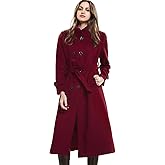 Escalier Women's Wool Trench Coat Winter Double-Breasted Jacket with Belts