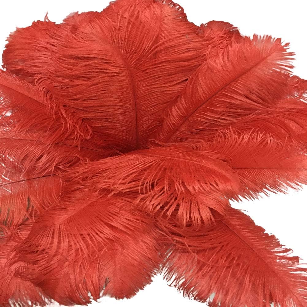 AABABUY10pcs Ostrich Feathers Close to 18inch for Home Wedding Party Decoration (Red)