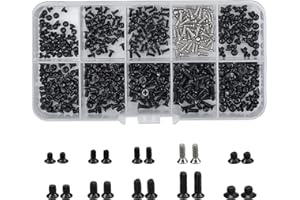 AvoDovA 500 Pcs M2 M2.5 M3 Laptop Computer Screws Kit Set, Black Flat Screw Set,Pan Head Screw Assortment Kit for Laptop Note