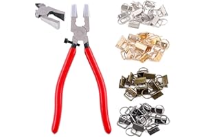 Swpeet 41 Sets 1" 25mm 4 Colors Key Fob Hardware with 1Pcs Key Fob Pliers, Glass Running Pliers Tools with Jaws, Studio Runni