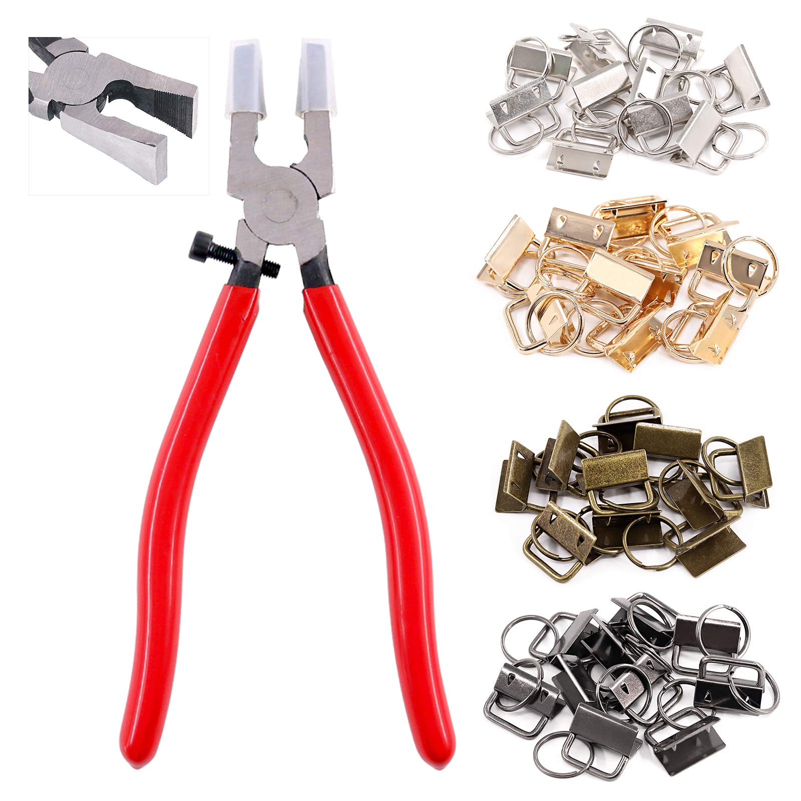 Sweet 41 Pcs 25mm 4 Colors Key Ring Set with 1 Clip, Glass Clamps & Jaws, Studio Running Clamps