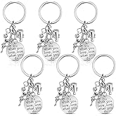 Henoyso 6 Pcs Cheer Keychain Cheerleader Gifts Bulk Cheer Team Gift Appreciation Jewelry for Girls Cheerleading Charm