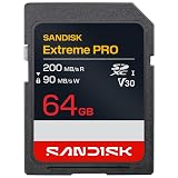 SANDISK 64GB Extreme PRO SD UHS-I Card - Up to 200MB/s Read Speed and 90MB/s Write Speed, 4K UHD, Full HD, U3, and V30 - SDSDXXU-064G-GSCIN