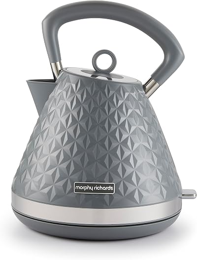 Morphy Richards Vector Pyramid Kettle 1.5L 3kW Rapid Boil 360 Cordless Base Grey